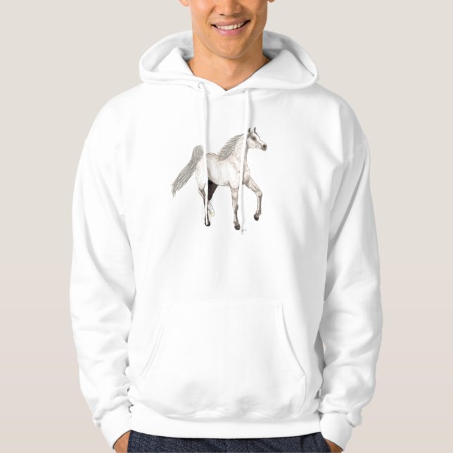 Moletom Dapple o Hoodie árabe cinzento do cavalo (Frente)
