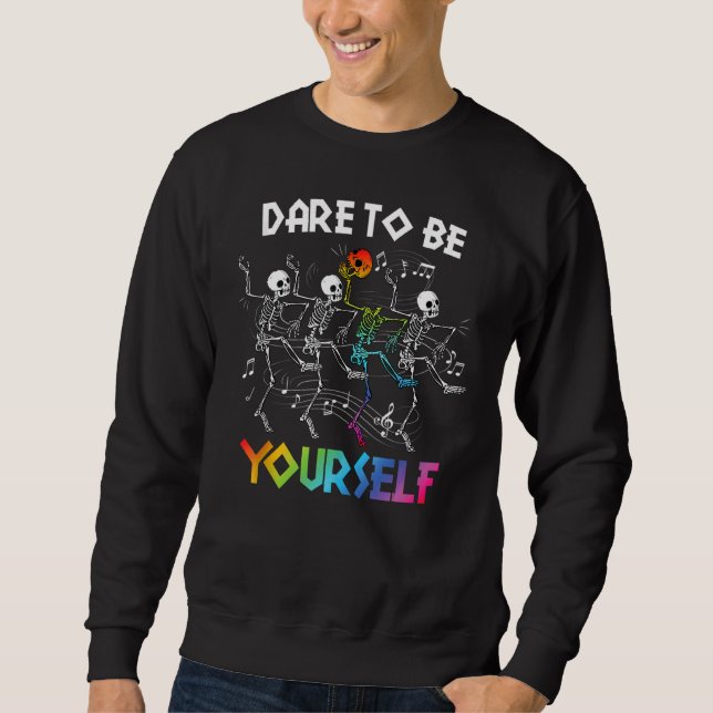 Moletom Dare To Be LGBT Pride Yourself Rainbow Skeleton Da (Frente)