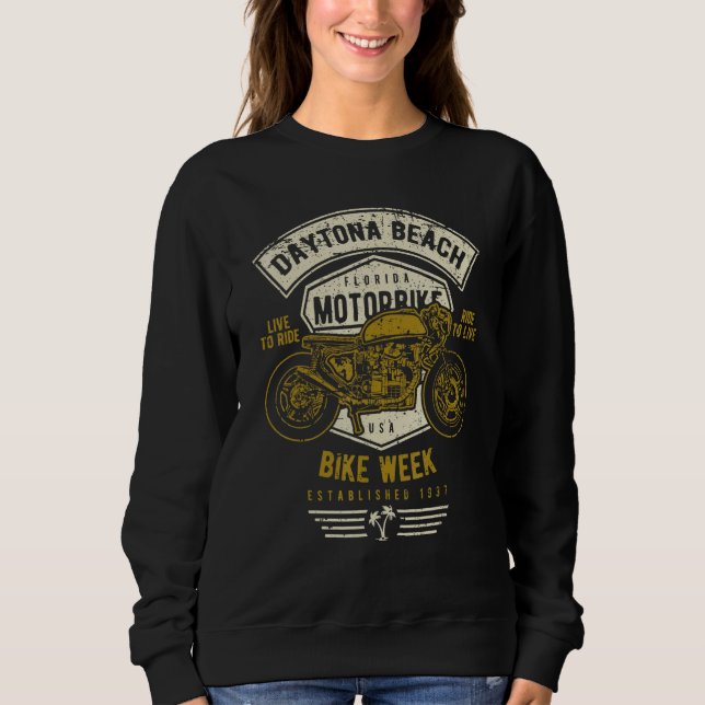 Moletom Daytona Beach Bike Week Retro Distressed Motorcycl (Frente)