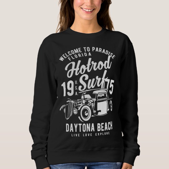 Moletom Daytona Beach Florida Retro Hotrod Surf  13 (Frente)