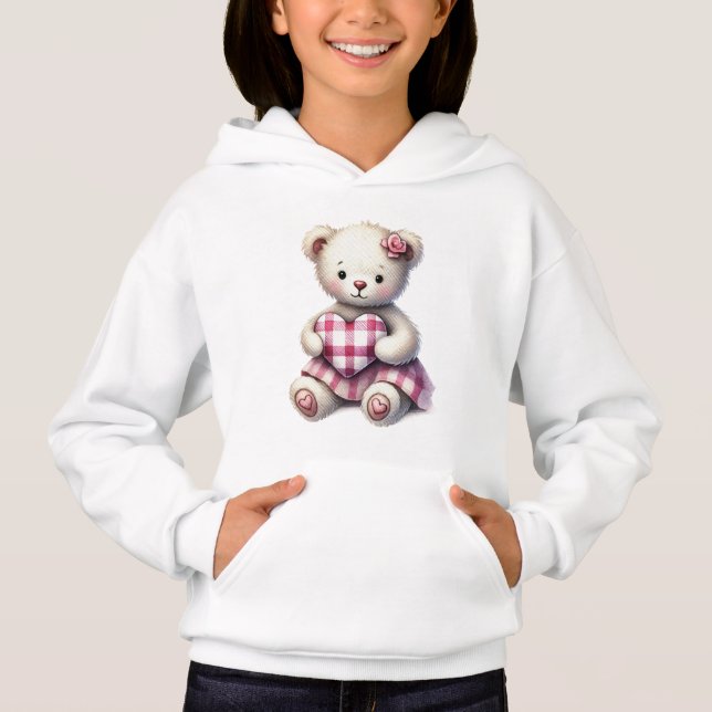 Moletom de Bebê Menina com Urso Teddy Rosa  (Frente)