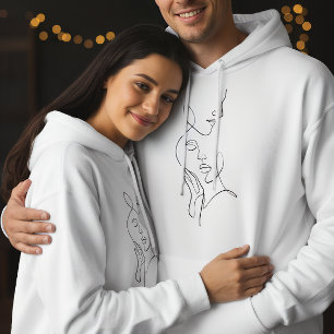 Moletom de Casal com Arte de Linha Minimalista Rom