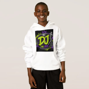 Moletom de criança DJ All Vinyl frente logo trasei