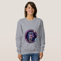 Moletom de Gato Espacial Neon – Brilho Felino Cósm