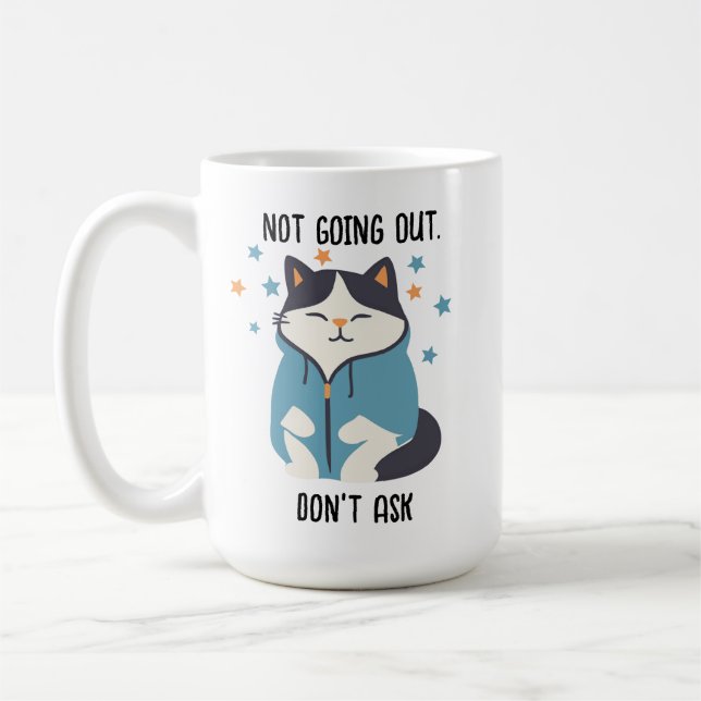 Moletom de Gato 'Não vou sair' Caneca de Café Engr (Esquerda)
