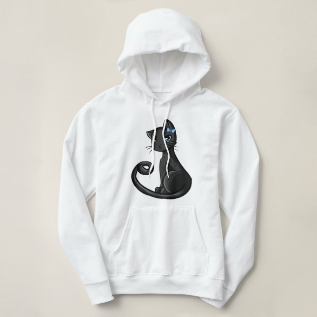 Moletom de Gato Preto Elegante – Estilo Místico e  (Frente do Design)