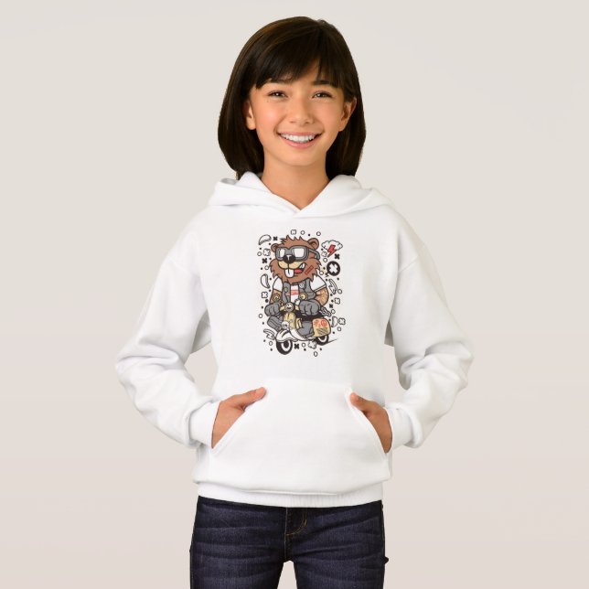 Moletom de Meninas Castor Lenhador Fofo - Artístic (Frente Completa)