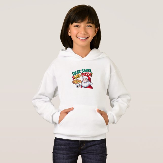 Moletom de Natal Kids Cozy Dear Santa Send Pizza (Frente Completa)