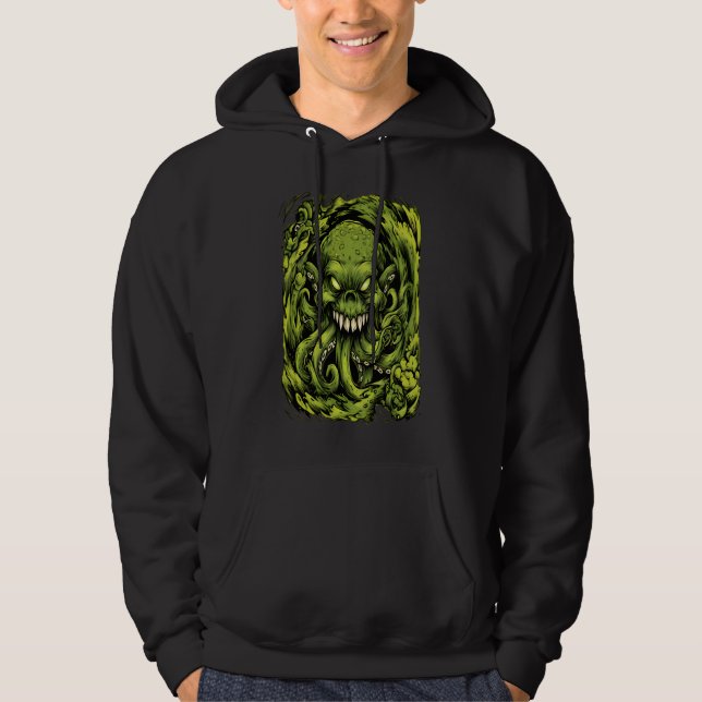 Moletom de Terror com Monstro de Tentáculo Verde S (Frente)