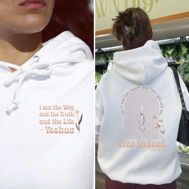 Moletom De verdade livre em Jesus boho arco-íris floral cr (Criador carregado)