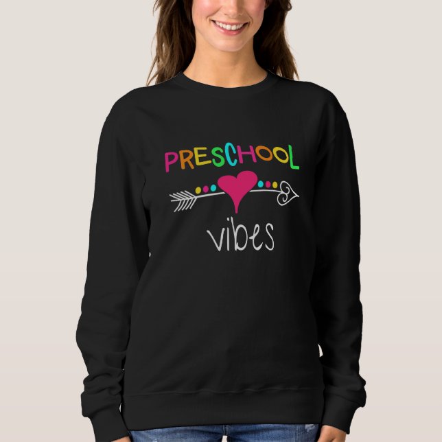Moletom De Volta À Pré-Escola Escolar Vibes Equipe De Esqu (Frente)