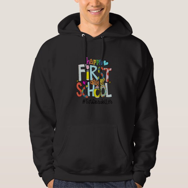 Moletom De Volta às Aulas Feliz Primeiro Dia De Aula Fofo  (Frente)