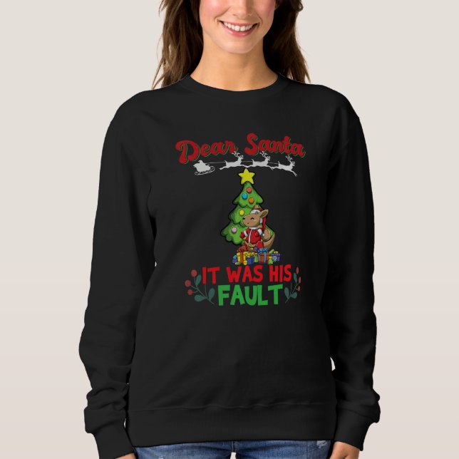 Moletom Dear Santa It Was His Fault Siblings Matching Xmas (Frente)