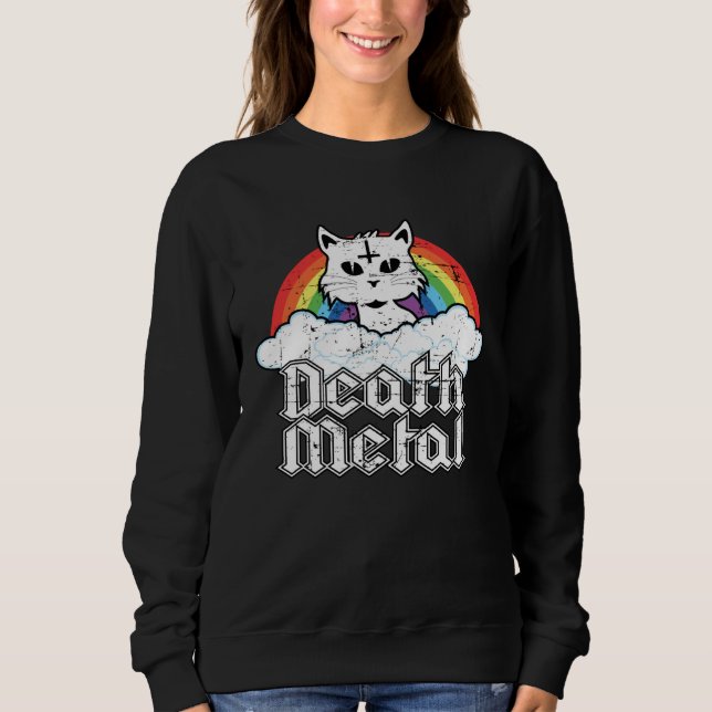 Moletom Death Metal Cat Soft Goth Grunge Aesthetic Cat Kit (Frente)