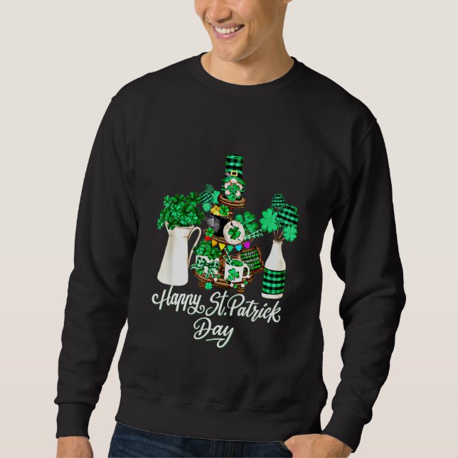 Moletom Decoração Verde Brilhante Do Shamrock Com Felizes  (Frente)