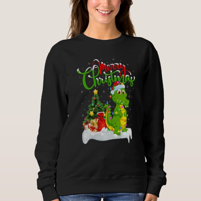 Moletom Decorações de Natal de Crocodilo Papai Noel Crocod (Frente)