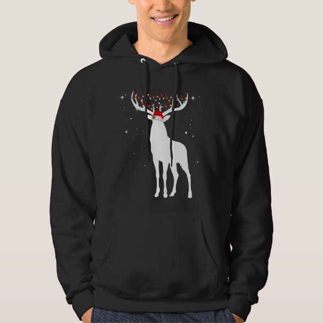 Moletom Deer Com Papai Noel Luz De Natal Pajama Huntin (Frente)