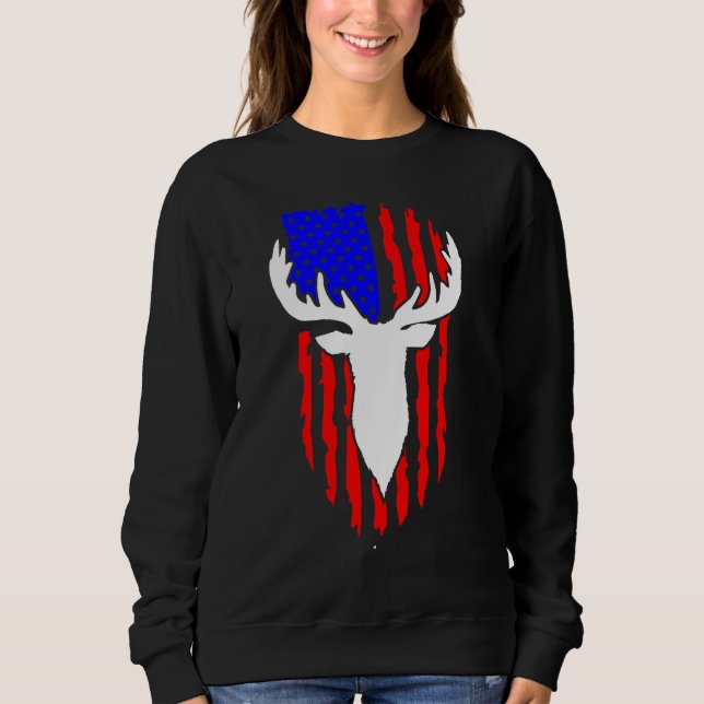 Moletom Deer Hunting American Flag 4th of July Patriotic U (Frente)