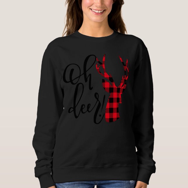 Moletom Deer Reindeer Red Xadrez Buffalo Pajam de Natal (Frente)