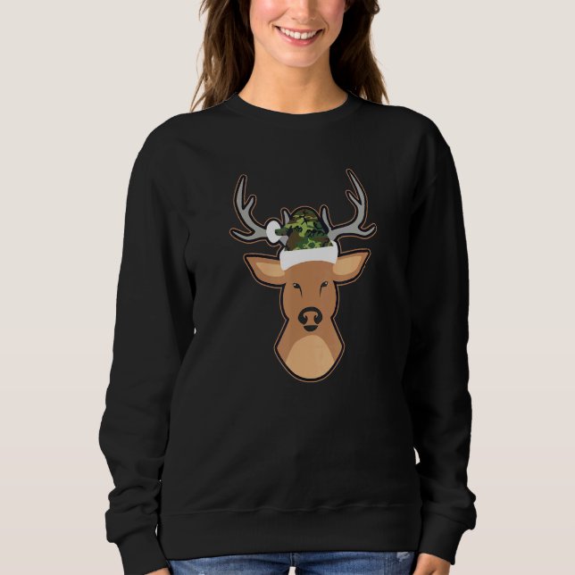 Moletom Deer Santa Hat Camo Natal (Frente)