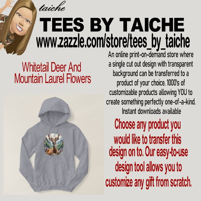 Moletom Deer Whitetail E Flores-Laurel-Montanha (Criador carregado)