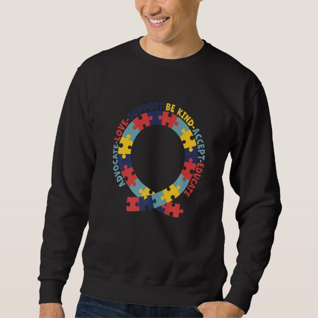 Moletom Defensor do Amor Aceitar Ser Amável Autismo Awaren (Frente)