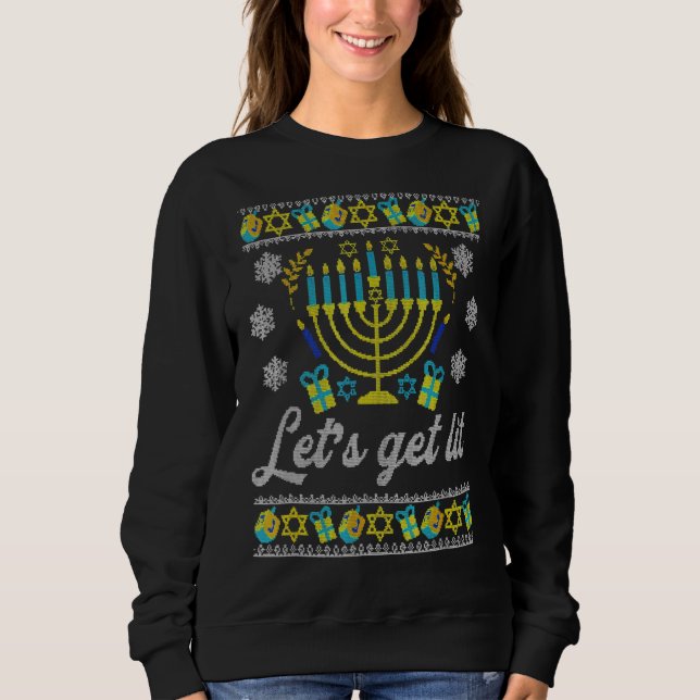 Moletom Deixe-me dormir Hanukkah Menorah Chanukah (Frente)
