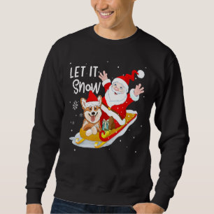 Moletom Deixe-O Neve Xmas Cute Corgi E Santa Claus Cristo