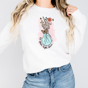 Moletom Deixe sua camisola branca brilhar Gráfico cristão