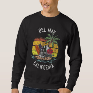 Moletom Del Mar Beach California Palms Skull Surf Sunset V