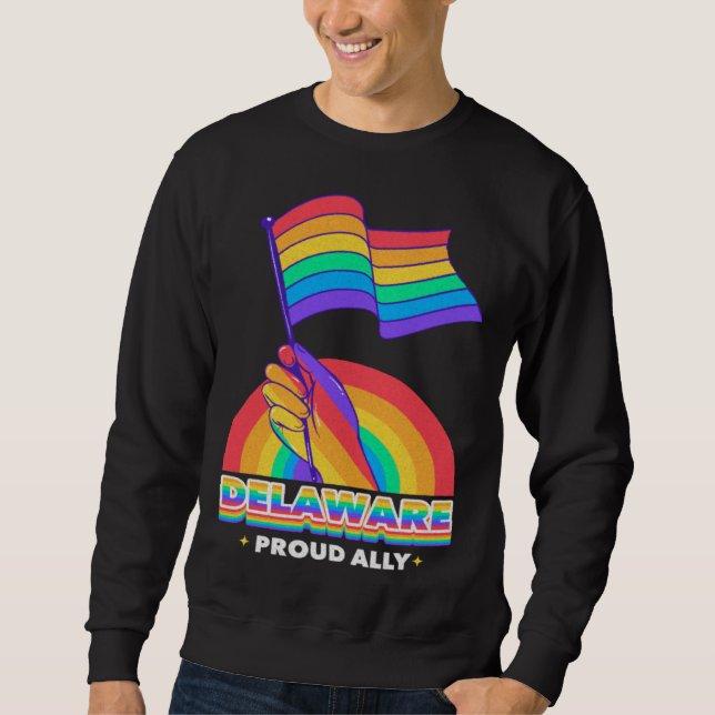 Moletom Delaware Proud Ally Pride Month LGBTQ LGBT Communi (Frente)