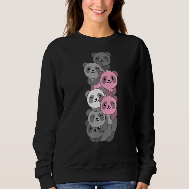 Moletom Demigirl Flag Pile Pride Lgbtq Pandas Cute Demigir (Frente)