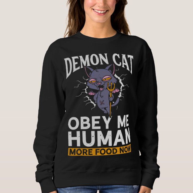 Moletom Demon Cat  Satanic Witchcraft Baphomet Gothic Occu (Frente)