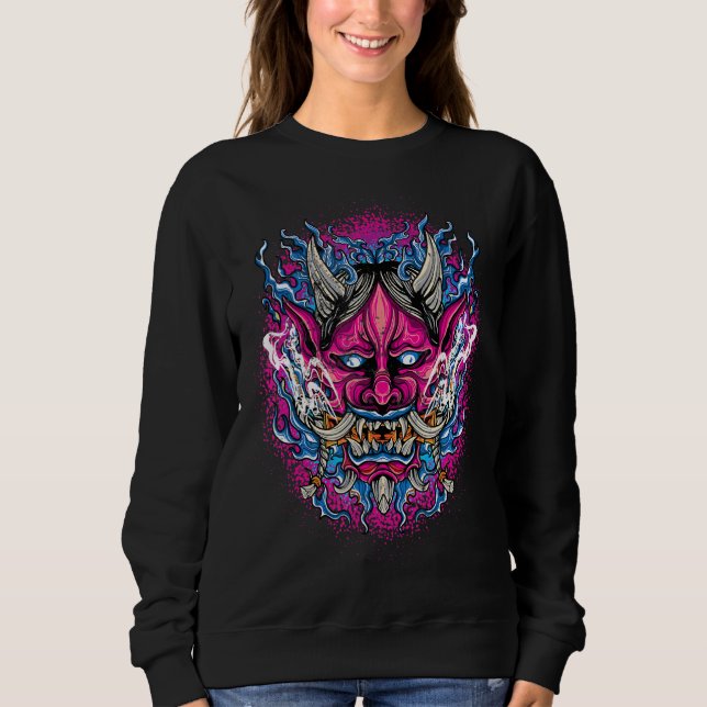Moletom Demon Face Mask Vaporwave Oni Devil Oni H (Frente)