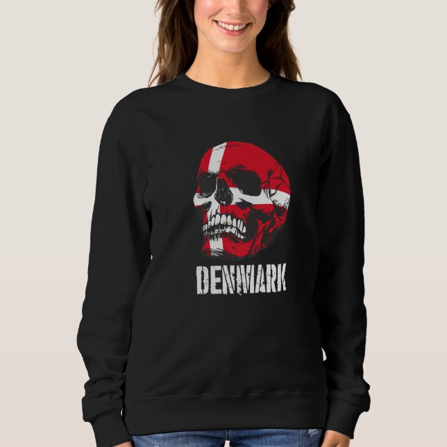 Moletom Denmark Flag Skull Danish Pride Patriotic (Frente)