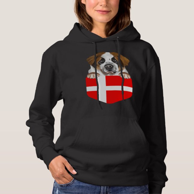 Moletom Denmark Flag St Bernard Dog In Pocket (Frente)