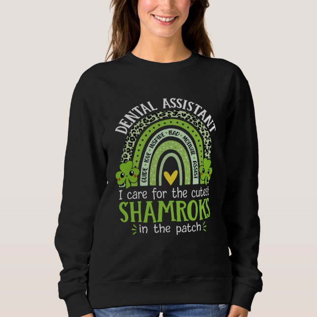 Moletom Dental Assistant Cutest Shamrocks St Patricks Day  (Frente)
