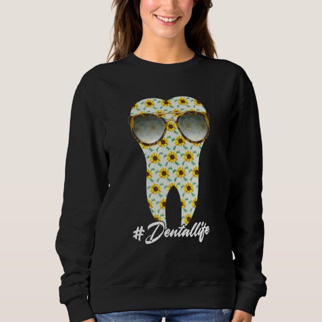 Moletom Dental Life Tooth Sunflower Leopard Dentist Dental (Frente)