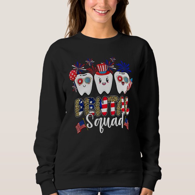 Moletom Dental Squad 4th Of July America Flag Patriotic De (Frente)