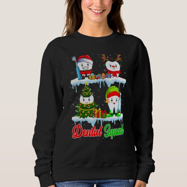 Moletom Dental Squad Santa Elf Reindeer Christmas Tree Tee (Frente)