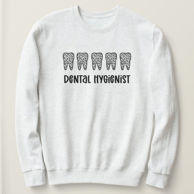 Moletom Dentes De Impressão Leopardo Higienista Dental (Frente do Design)