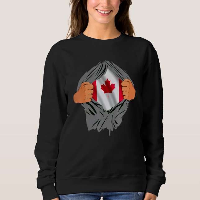 Moletom Dentro de Sangue Canadense Maple Leaf Canada Flag  (Frente)