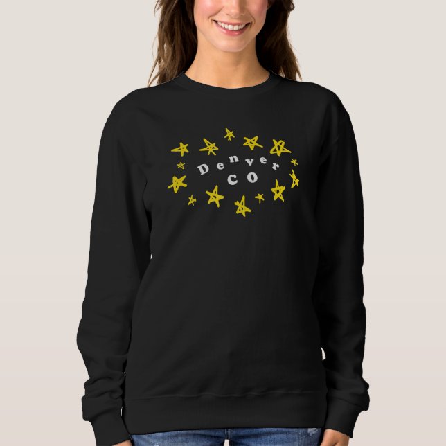 Moletom Denver Co Design Whimsical Com Estrelas Desenhadas (Frente)