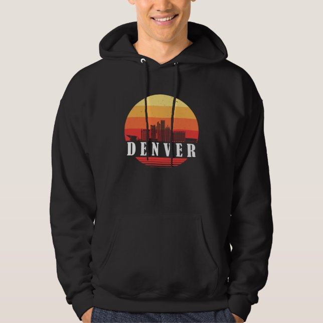 Moletom Denver Skyline Sunset in Retro Vintage Style (Frente)