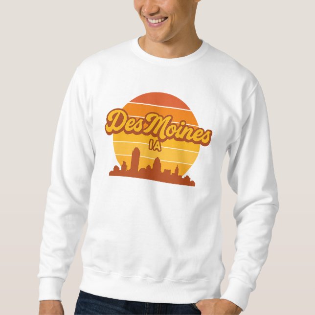 Moletom Des Moines Iowa Skyline Sunset | Orgulho de Cidade (Frente)