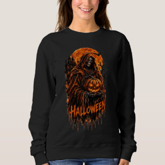 Moletom Desenho Assustador de Abóbora da Morte no Hallowee