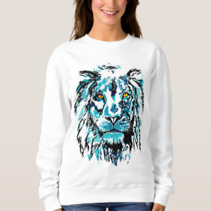 Moletom Desenho da cabeça do leão azul Leão Sweatshirt