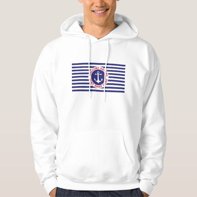 Moletom Desenho de Âncora Náutica com Listras (Frente)