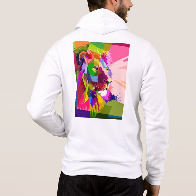 Moletom Desenho de Arte Pop Prismática de Cabeça de Leão-6 (Verso)