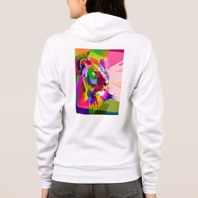 Moletom Desenho de Arte Pop Prismática de Cabeça de Leão-6 (Verso)